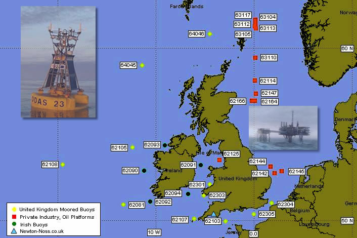 Weather buoys, lightships & rigs